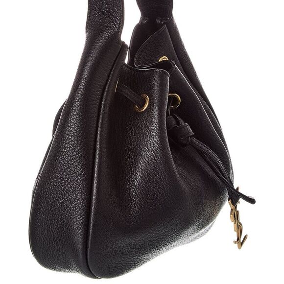 Saint Laurent Paris Vii Mini Leather Hobo Bag, Black - Picture 3 of 5